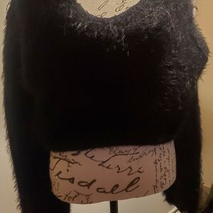 Black Faux Fur Fuzzy Slouchy Sweater Pretty Little Things Missing tag
